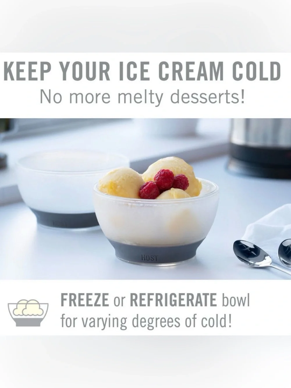 HOST freeze cooling bowls for ice cream, yogurt, cereal (Set of 2)